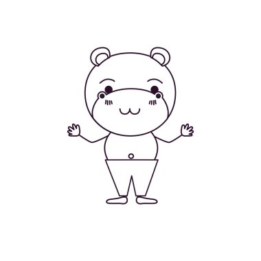 tatlı su aygırı huzur ifade pantolonlu kroki siluet karikatürü