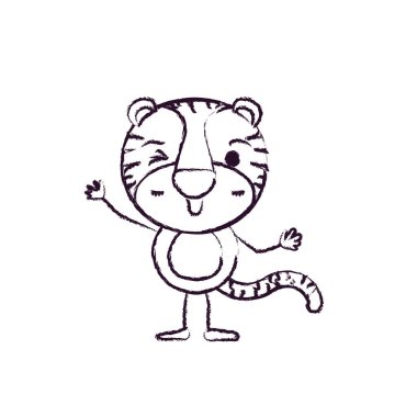 sevimli kaplan wink göz ifade karikatürü bulanık siluet