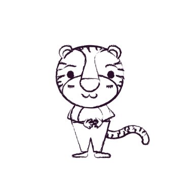 sevimli kaplan huzur ifade pantolonlu karikatürü bulanık siluet