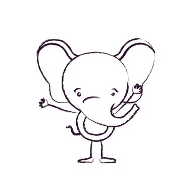 Eller yukarı ile sevimli fil mutluluk ifadesi karikatürü bulanık siluet