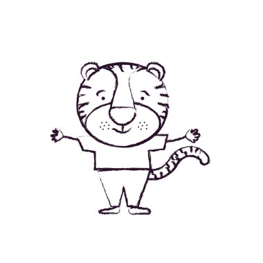 şirin tigger mutluluk ifade elle giysilerle açık karikatürü bulanık siluet