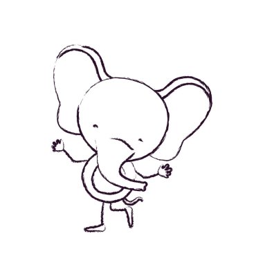 sevimli fil dans ile bulanık kroki kontur karikatür