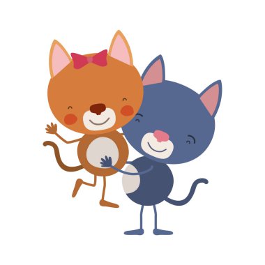 yavru kedi taşıyan diğer bir çift ile renkli karikatür