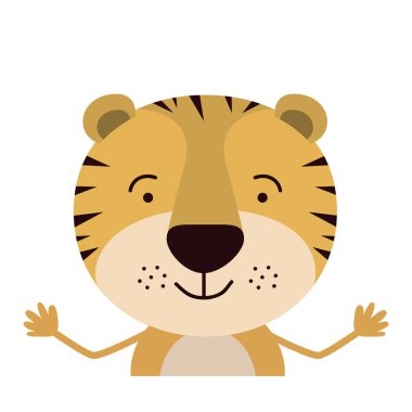 sevimli kaplan mutluluk ifade renkli yarım vücut karikatürü