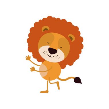 sevimli aslan dans ile renkli karikatür
