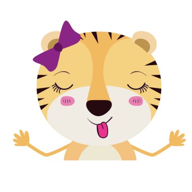 wink gözler ifade kadın kaplan yay dantel ile renkli karikatür yarım vücut