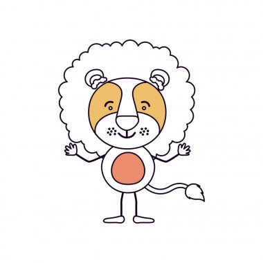 siluet sevimli aslan karikatürü bölümleri kadar mutluluk ifadesi el ile renk