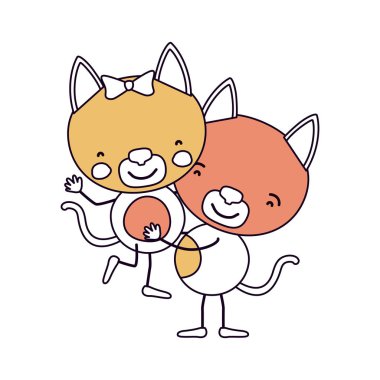 siluet renk bölümleri karikatür çift yavru kedi ile birinin diğer sevimli hayvanlar elinde seviyorum