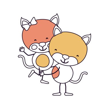 siluet renk bölümleri karikatür kedi çiftle birinin diğer sevimli hayvanlar elinde seviyorum