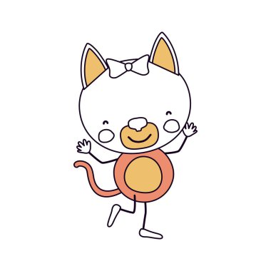 siluet renk bölümleri dans hoş ifade dişi kedi karikatürü yay dantel ile poz