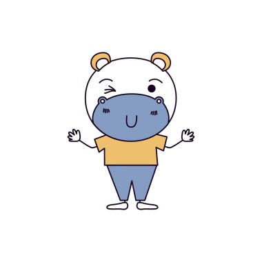 siluet renk sevimli su aygırı karikatürü bölümleri wink göz ifade giysili