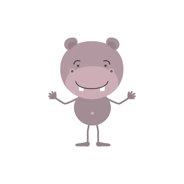 Caricatura colorida de expressão de felicidade hipopótamo bonito — Vetor de Stock