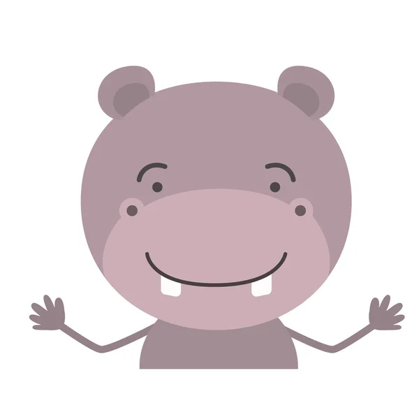 Caricature demi-corps coloré de l'expression de bonheur mignon hippopotame — Image vectorielle