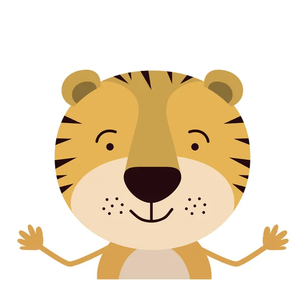 Barevné karikatura polovinu těla roztomilé tygr štěstí výrazu — Stockový vektor