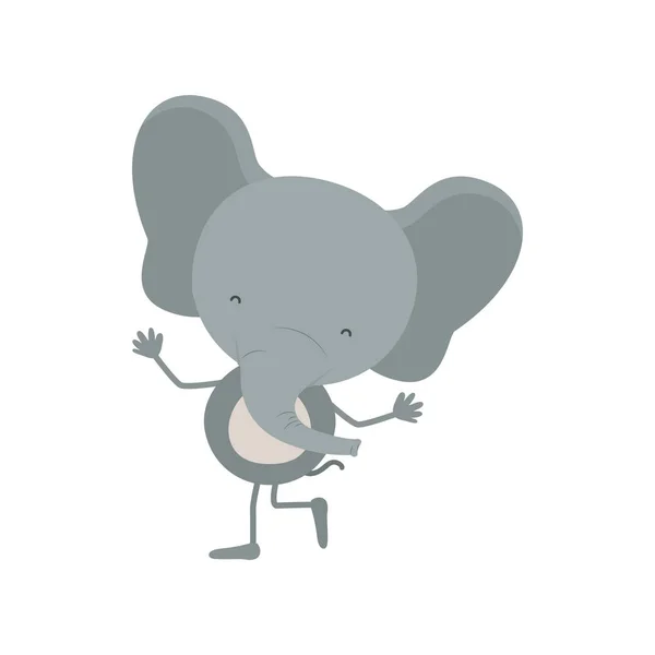 Caricature colorée avec danse mignonne éléphant — Image vectorielle