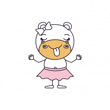 siluet renk bölümleri karikatürü etek yay dantel ve dilini hoş ifade kadın su aygırı