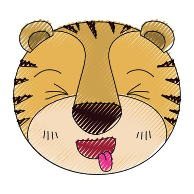 renk mum boya siluet sevimli yüzü dil ifade yapışmasını Tiger