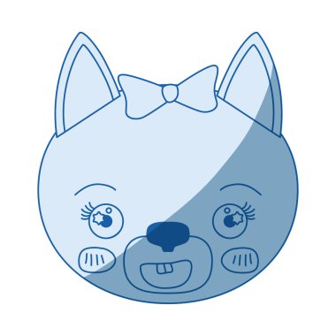 Dişi kedi hayvan mutluluk ifade çehresini siluet gölge mavi rengi