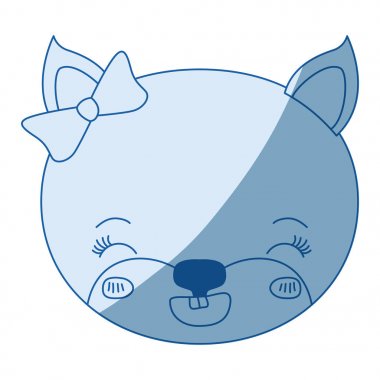 mavi renk siluet yüz dişi kedi hayvan gözleri kapalı ve mutluluk ifade gölgelendirme