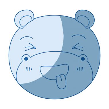mavi renk siluet sevimli yüzü dil ifade yapışmasını hippo gölgelendirme