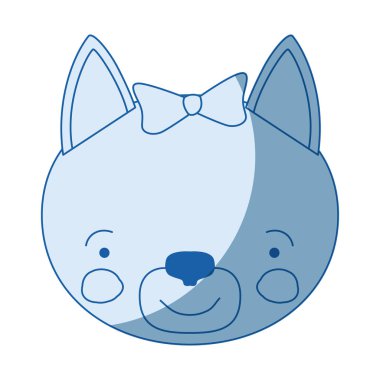 Dişi kedi hayvan mutluluk ifadesi yay dantel ile çehresini siluet gölge mavi rengi