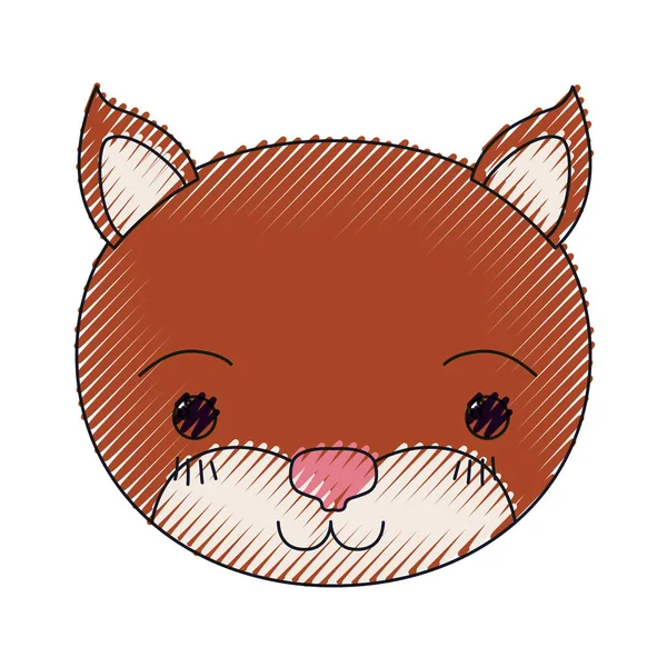彩色蜡笔剪影可爱脸小猫宁静的表情 — 图库矢量图片