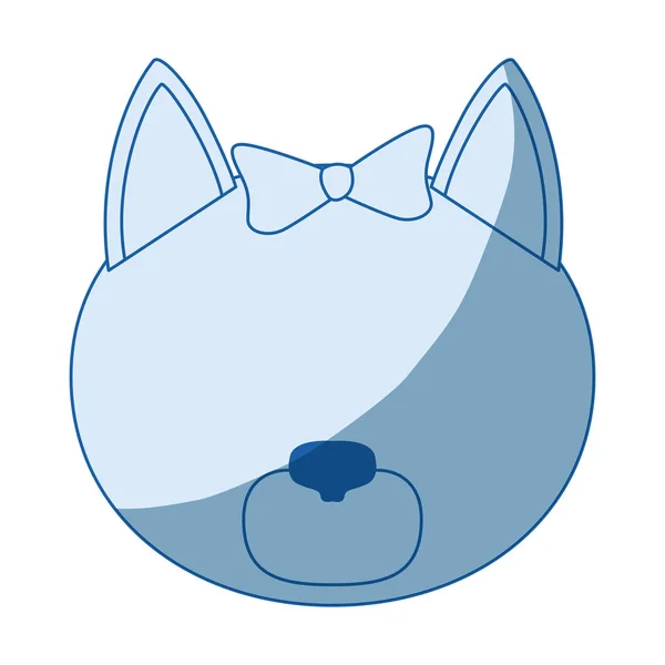 蓝色底纹轮廓不露面的母猫动物与弓花边 — 图库矢量图片
