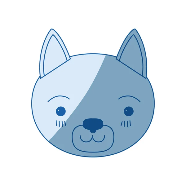 蓝色底纹剪影可爱脸猫宁静的表情 — 图库矢量图片