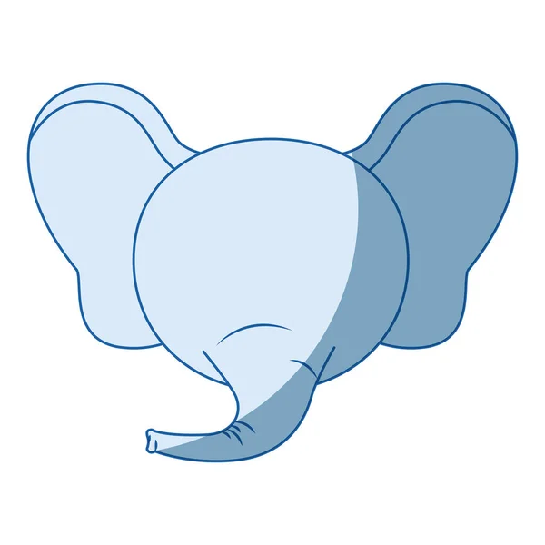 Sombreamento de cor azul sem rosto de elefante animal —  Vetores de Stock