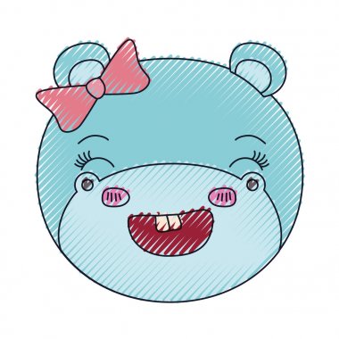 kadın su aygırı hayvan çok güzel ifade gülümseyen renk mum boya siluet yüz