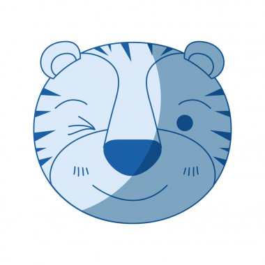 mavi renk gölgelendirme siluet sevimli yüzü Tiger wink göz ifade