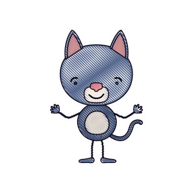 renk mum boya siluet karikatürü şirin kedi huzur ifade