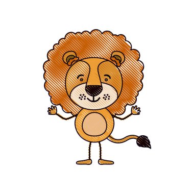 renk mum boya siluet karikatürü sevimli aslan mutluluk ifade