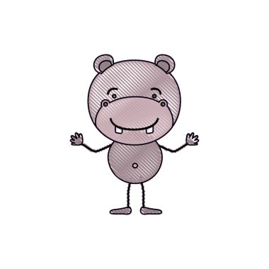 renk mum boya siluet karikatürü şirin su aygırı mutluluk ifade