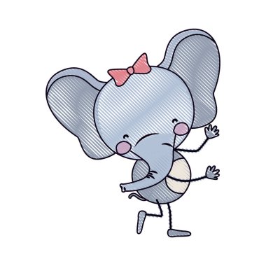 renk mum boya siluet karikatürü hoş ifade dişi fil dans poz yay dantel ile