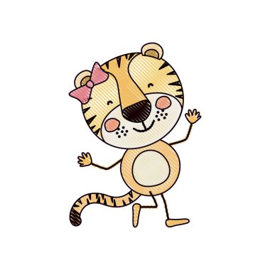 renk mum boya siluet karikatürü hoş ifade kadın kaplan dans poz yay dantel ile