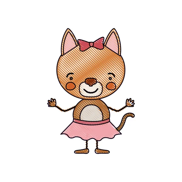 renk mum boya siluet yay dantel etek hoş ifade kadın kedi karikatürü