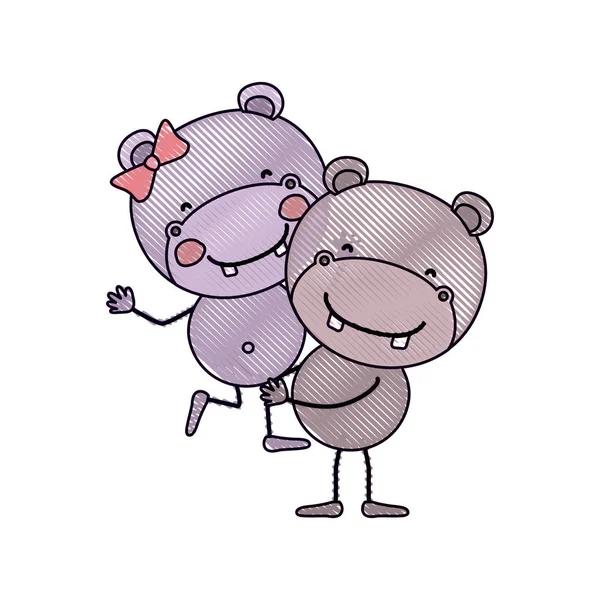 renk mum boya siluet karikatür suaygırları diğer sevimli hayvanlar taşıyan bir çift ile