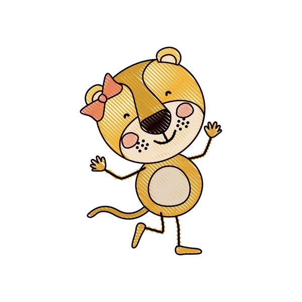 renk mum boya siluet karikatürü hoş ifade kadın dişi aslan dans poz yay dantel ile