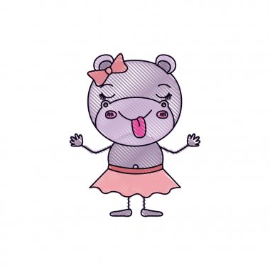 renk mum boya siluet karikatürü yay dantel ve dil ifade yapışmasını etekle kadın su aygırı