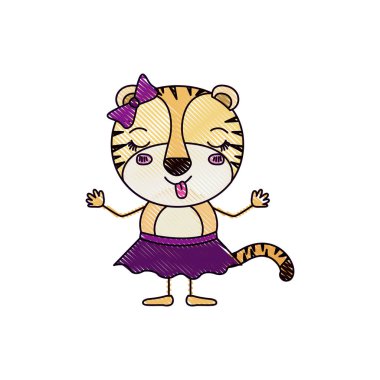 renk mum boya siluet karikatürü yay dantel ve dil ifade yapışmasını etekle dişi dişi kaplan