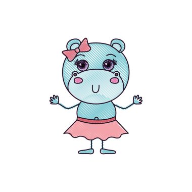 renk mum boya siluet karikatürü çok güzel ifade kadın su aygırı ile yay dantel etek