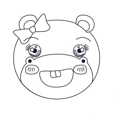 siluet karikatür yüz kadın su aygırı hayvan çok güzel ifade kroki