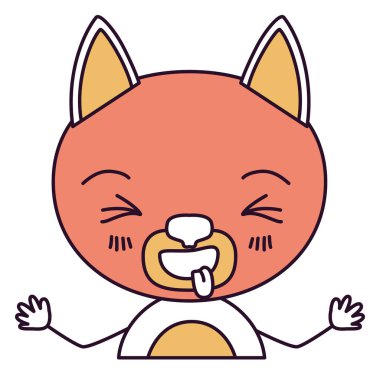 siluet renk bölümleri dilini yarım vücut kedi ifade karikatür