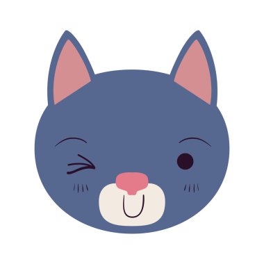 renkli karikatür sevimli yüzü kedi wink göz ifade