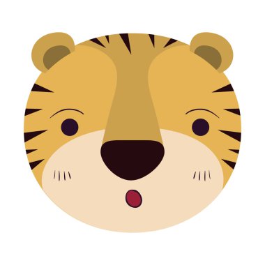 Tiger renkli karikatür sevimli yüz ifadesi şaşırttı