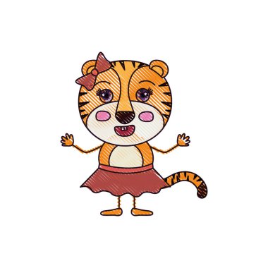 renk mum boya siluet karikatürü çok güzel ifade kaplan ile yay dantel etek