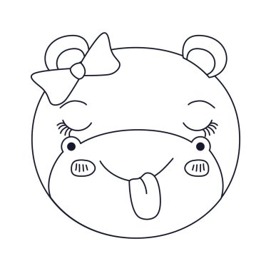 siluet karikatür yüz kadın su aygırı hayvan dil ifade yapışmasını kroki