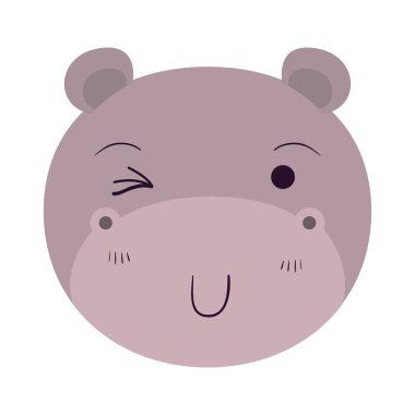 renkli karikatür sevimli yüzü su aygırı wink göz ifade