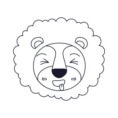 siluet karikatür yüz dil ifade yele ile dışarı yapışmasını aslan kroki